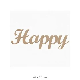 DS117 "Happy" Yazılı Dekoratif Duvar Süsü Ham Ahşap Boyanabilir Obje